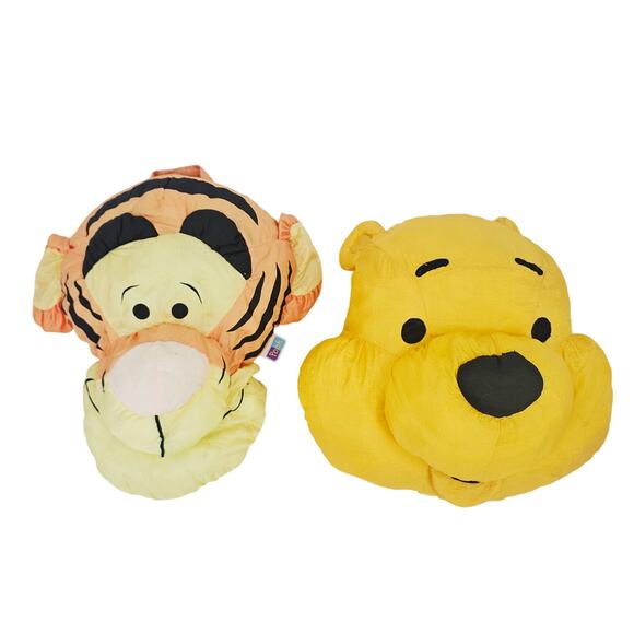 Vintage Pooh and Tigger Head Play By Play Puffalump Plush Pillows 15” - Picture 1 of 13
